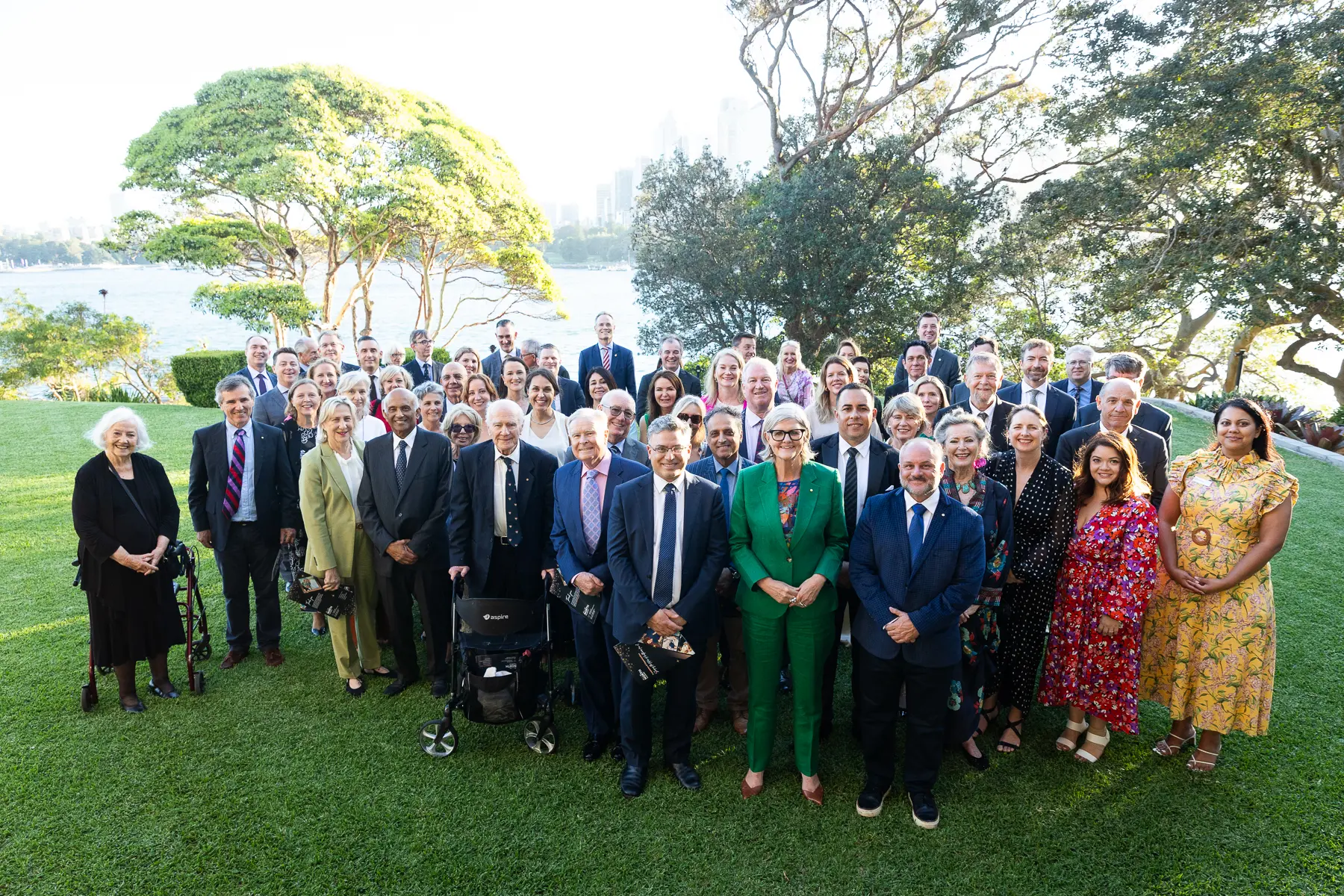 Large group of people smiling
