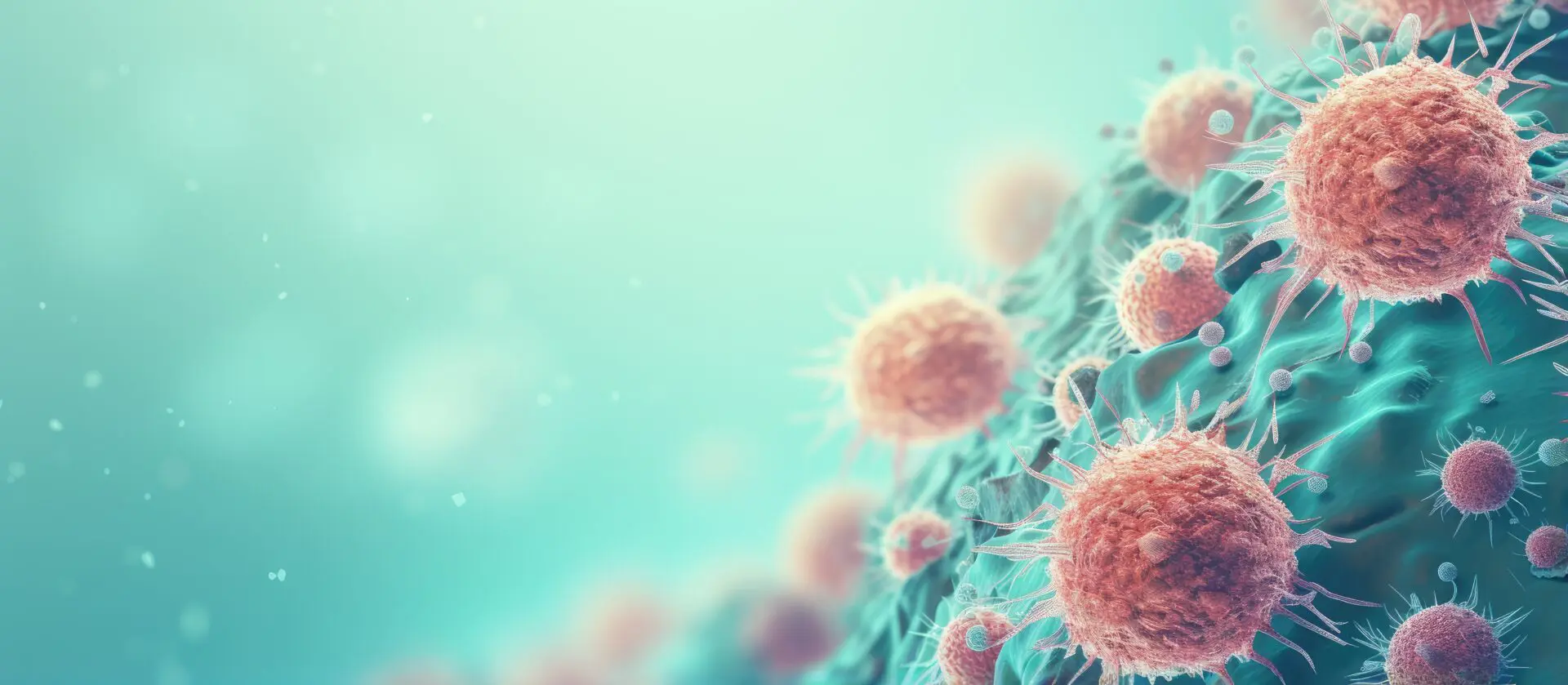 Rendering of a 3D concept for an oncology treatment that kills cancer cells isolated pastel background