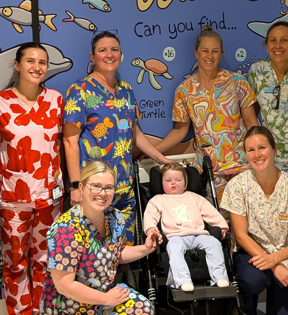 Charlotte with staff from the Northern Beaches Hospital paediatrics team