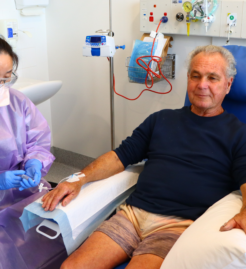 Michel receiving an infusion
