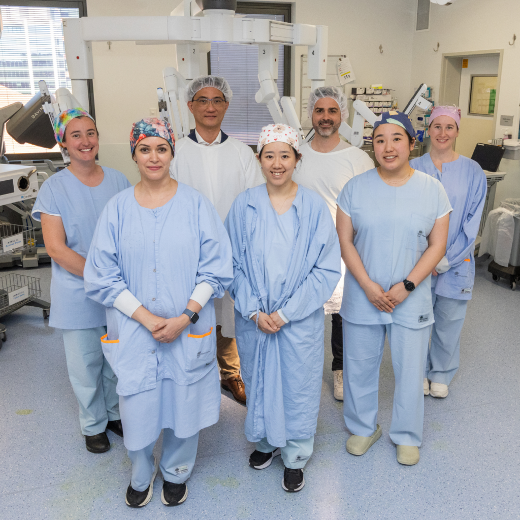 RNSH Robotic Surgery Team with patient Stephen Davies