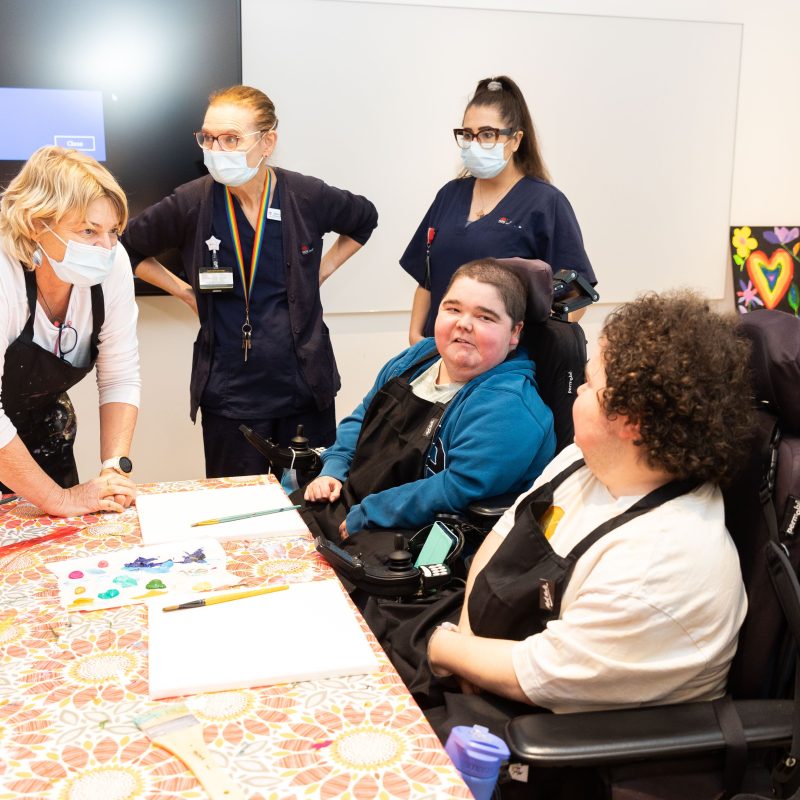 Art therapist Georgina Hart and patients getting creative in the art space