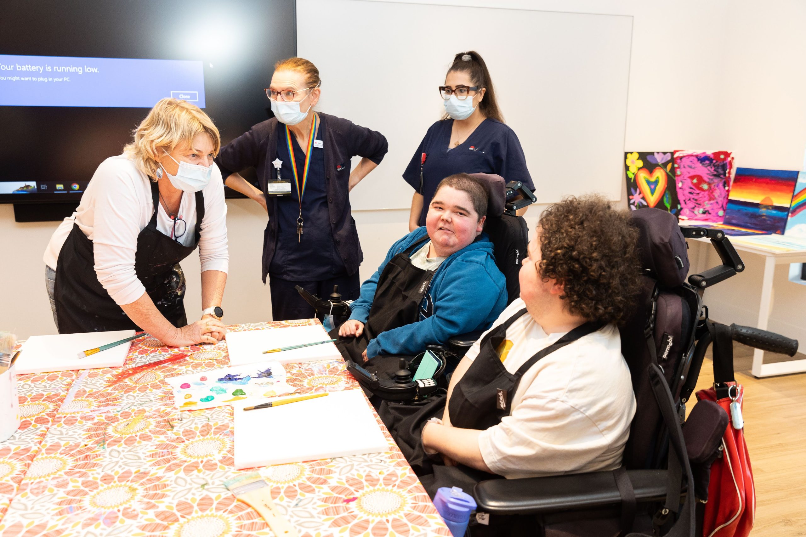 Art therapist Georgina Hart and patients getting creative in the art space