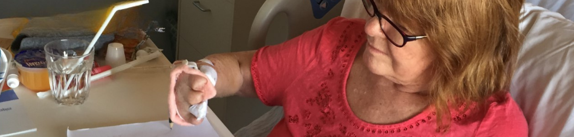 Female amputee in hospital