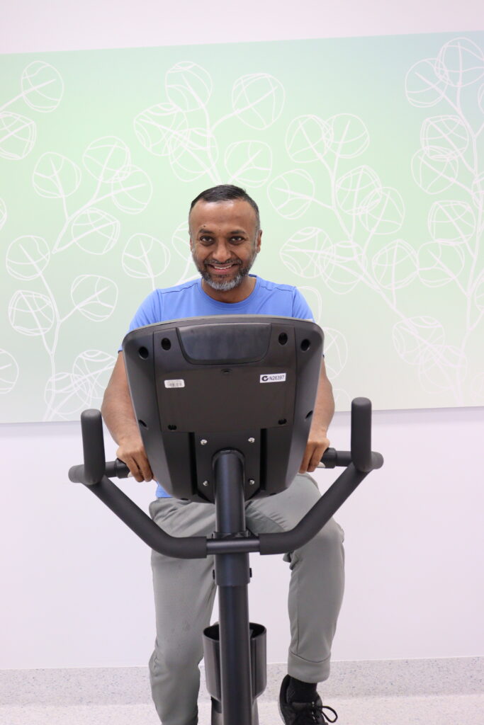 Vivek participating in the exercise class at the Cardiac Rehab Unit