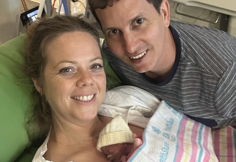 Mother and father with a newborn premature baby at NICU RNSH