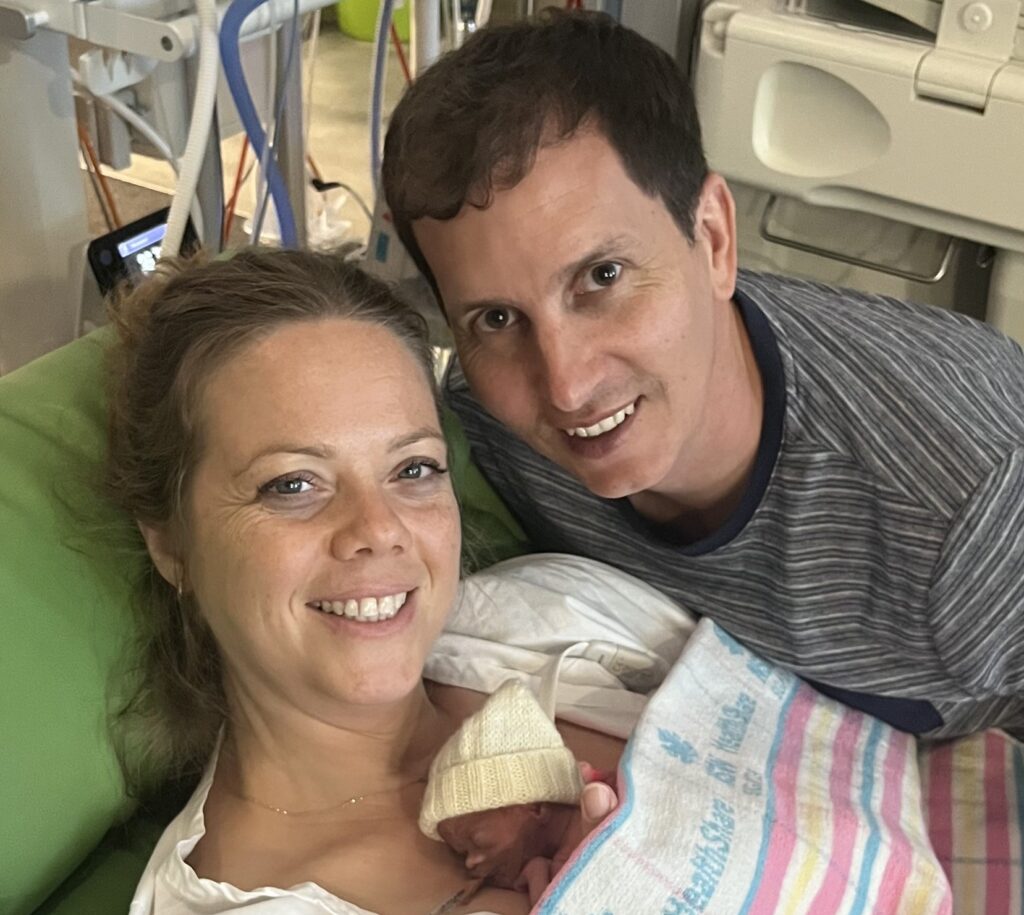 Mother and father with a newborn premature baby at NICU RNSH