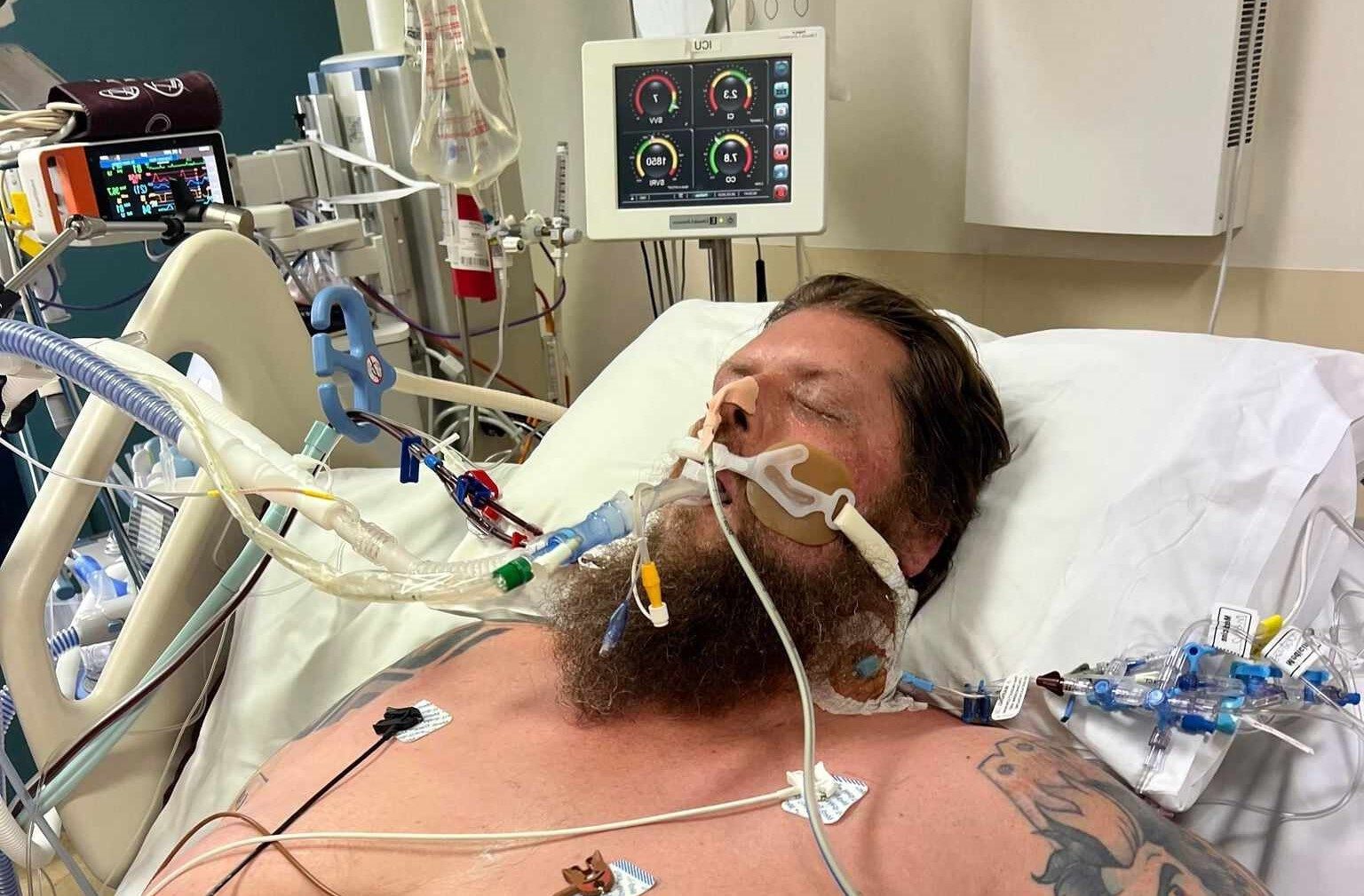 Patient with sepsis in hospital bed