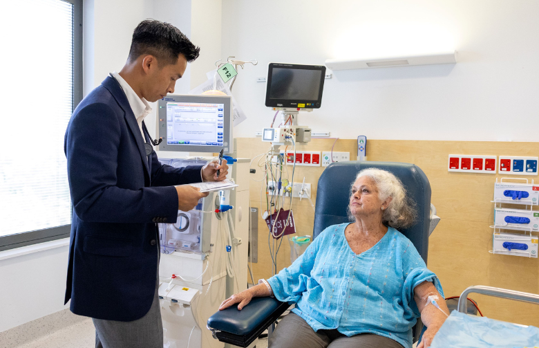 Associate Professor Brendon Neuen with female patient