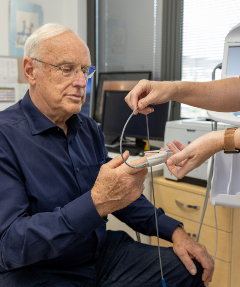 Senior man getting a check up