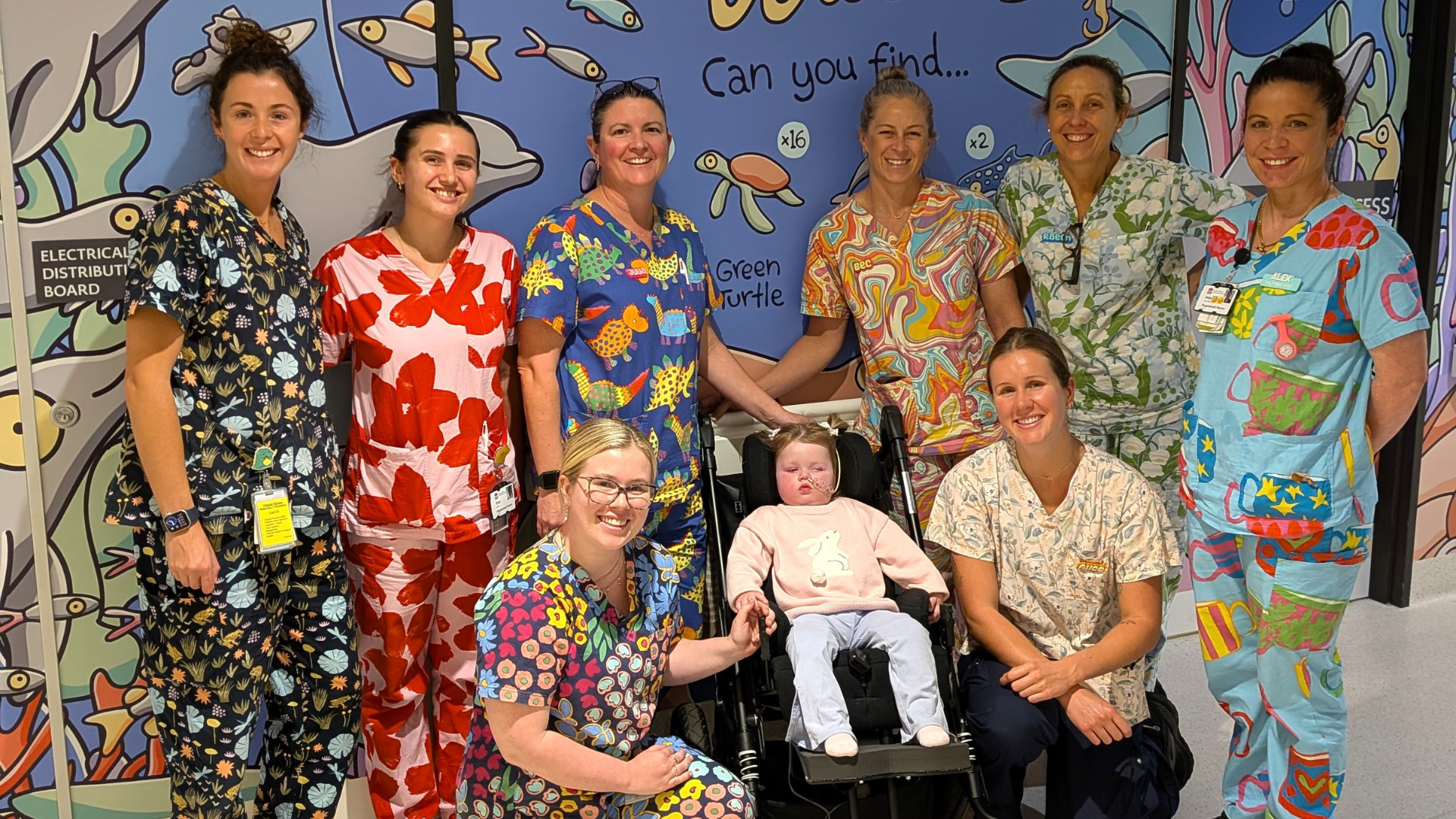 Charlotte with staff from the Northern Beaches Hospital paediatrics team